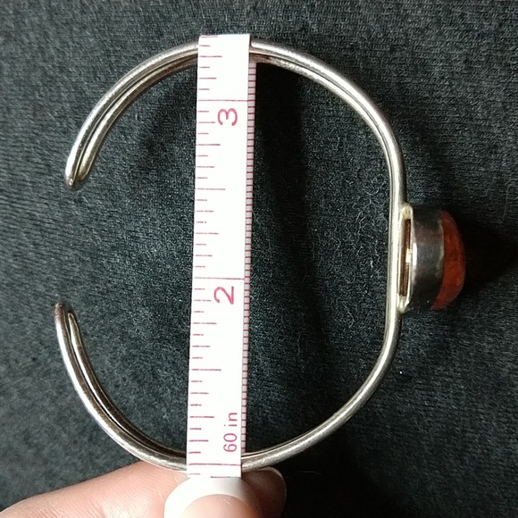 Vintage Baltic honey Amber sterling silver cuff bracelet adjustable - Picture 15 of 17